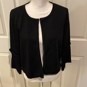 Ivanka Trump black crop sweater with pleated sleeves
